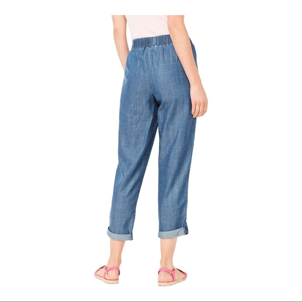 Talbots Drawstring Cuffed Pant Chambray Blue Deni… - image 2